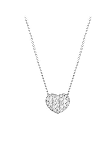 Buonocore - Hope Necklace in 18-karat White Gold with a Domed Heart and 0.44 ct Natural Diamonds - 0