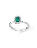 Buonocore Ring - 18K White Gold Rosette with Emerald and 0.55 ct Natural Diamonds - 0