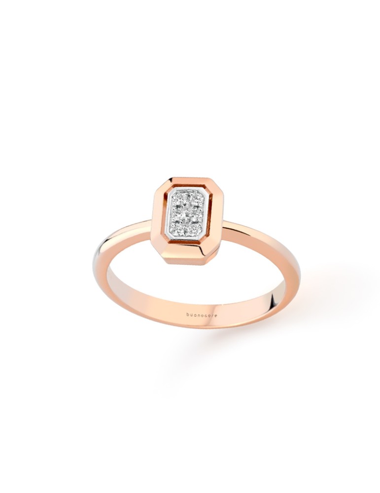 Anello Buonocore - Glint in Oro Rosa 18 carati con Diamanti Naturali 0,06 carati - 0