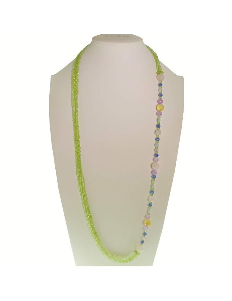 Rajola Necklace - Long - 18K Gold - Peridot - Amethyst-54-710-14L