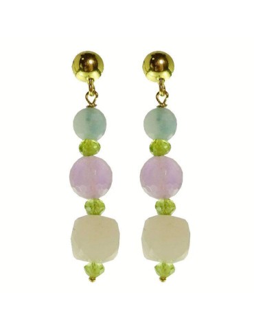 Rajola Earrings-925% Silver Golden-Aquamarine-Amethyst-54-710-14ORA
