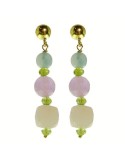 Rajola Earrings-925% Silver Golden-Aquamarine-Amethyst-54-710-14ORA