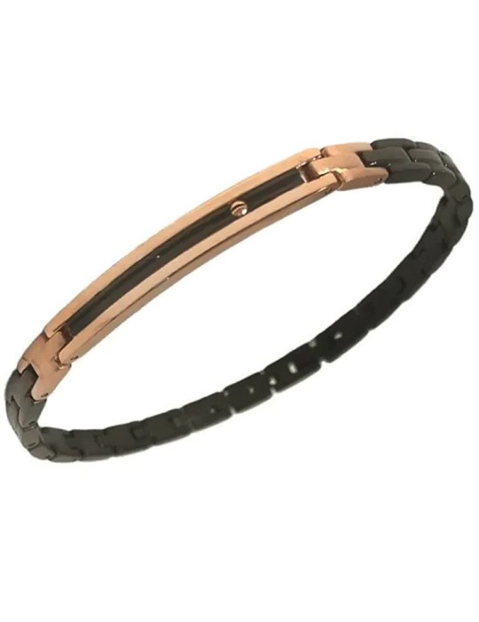 Zancan Bracelet - 316L Steel - Black Links - Rose Gold Plate-EHB218
