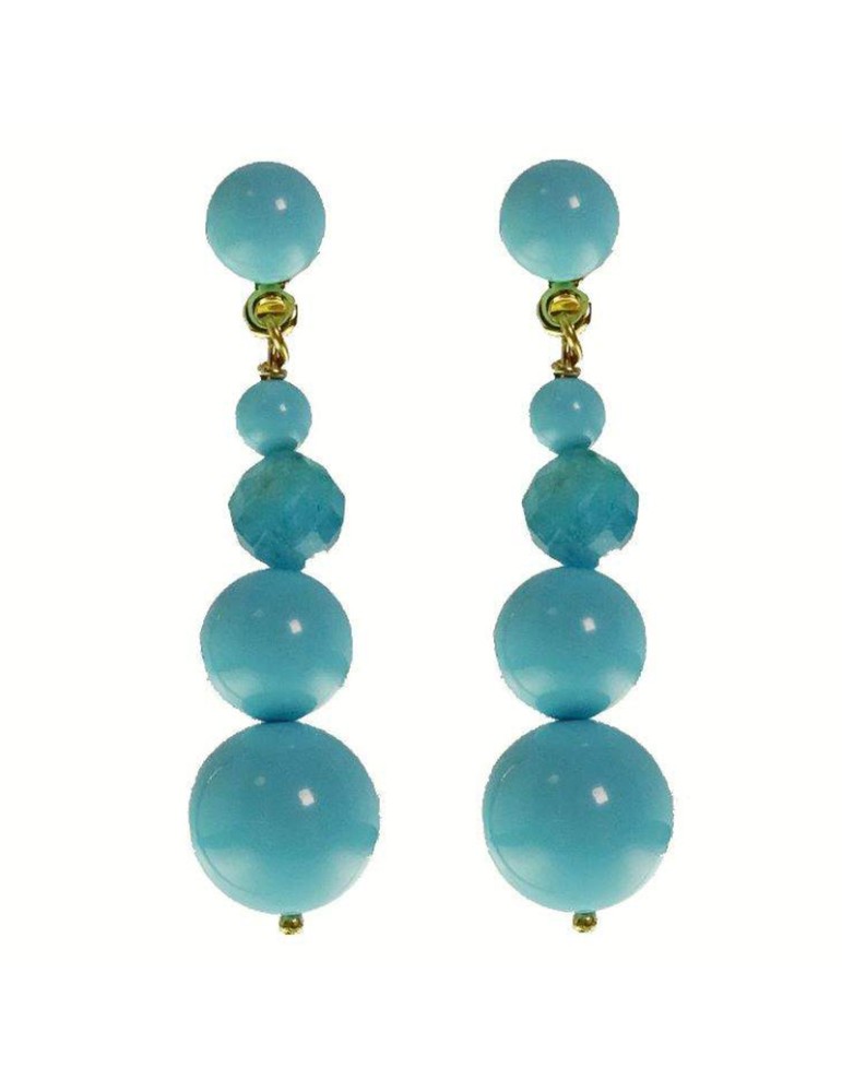 Rajola Earrings-925% Silver Golden-Turquoise Paste-Apatite-54-710-15ORA