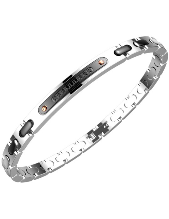 Bracciale Zancan - Acciaio 316L - Giunture Nere - Spinelli Neri-EHB360