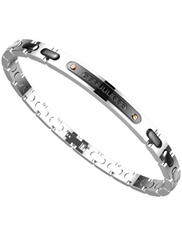 Zancan Bracelet - 316L Steel - Black Joints - Black Spinels-EHB360 2