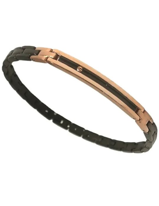 Zancan Bracelet - 316L Steel - Black Links - Rose Gold Plate-EHB218
