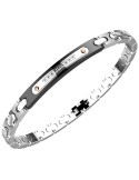 Zancan Bracelet - 316L Steel - Black Plate - White Zirconia -EHB362