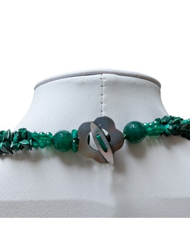 Collana Rajola - Lunga - Multifilo-Agata Verde-Corallo Rosso-54-494-4L 2