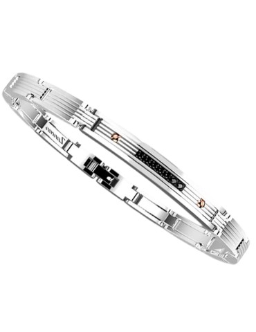Bracciale Zancan - Acciaio 316L - Viti PVD Rose Gold - Zirconi -EHB386 2