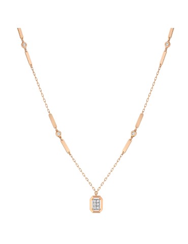 Collana Buonocore - Glint in Oro Rosa 18 carati con Pendente Toppa e Diamanti Naturali 0,12 carati - 0