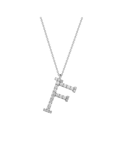 Collana Buonocore - You Are 2.0 in Oro Bianco 18 carati con Lettera F Grande e Diamanti Naturali 0,45 ct - 0