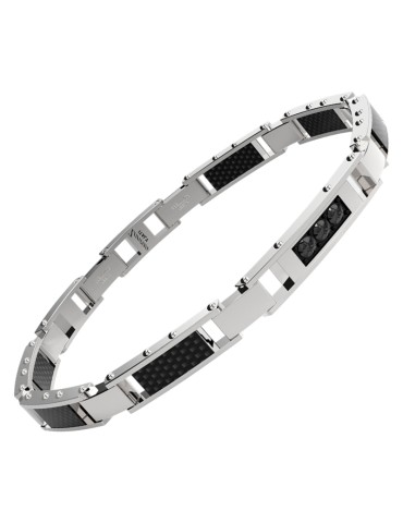 Bracciale Zancan -Acciaio 316L-Fibra di Carbonio-Spinelli Neri-EHB393