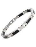 Zancan Bracelet - 316L Steel - Carbon Fiber - Black Spinels - EHB393