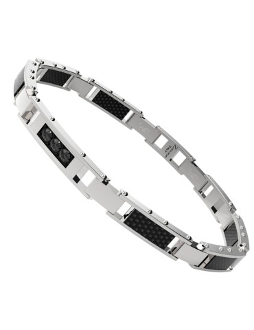 Zancan Bracelet - 316L Steel - Carbon Fiber - Black Spinels - EHB393 2