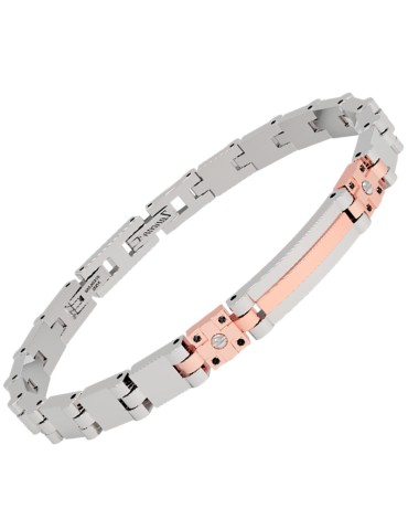 Bracciale Zancan - Acciaio 316L - PVD Rose Gold - Spinelli Neri-EHB400