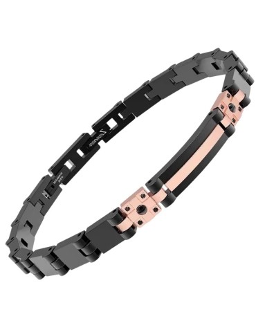 Bracciale Zancan - Acciaio 316L - PVD Nero - Spinelli Neri - EHB403