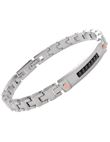 Zancan Bracelet - 316L Steel - Rose Gold Screws - Black Spinels-EHB408