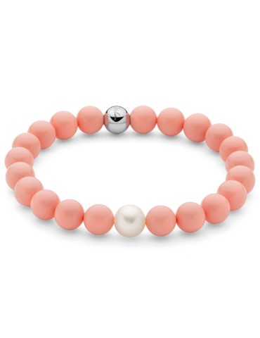 Bracciale Miluna - Perla 8,5 - 9 mm - Agglomerato Corallo Rosa-PBR3659