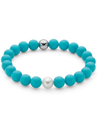 Miluna Bracelet - Pearl 8.5 - 9 mm -Turquoise Agglomerate 8 mm-PBR3661