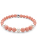 Bracciale Miluna - Perle Bianche - Agglomerato di Corallo Rosa-PBR3662