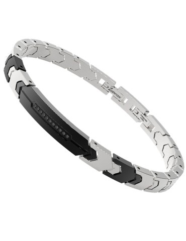 Bracciale Zancan - Acciaio 316L - Targa Nera - Spinelli Neri - EHB399 2
