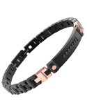 Zancan Bracelet-Steel 316L-Black Plate-PVD Rose Gold Details-EHB410