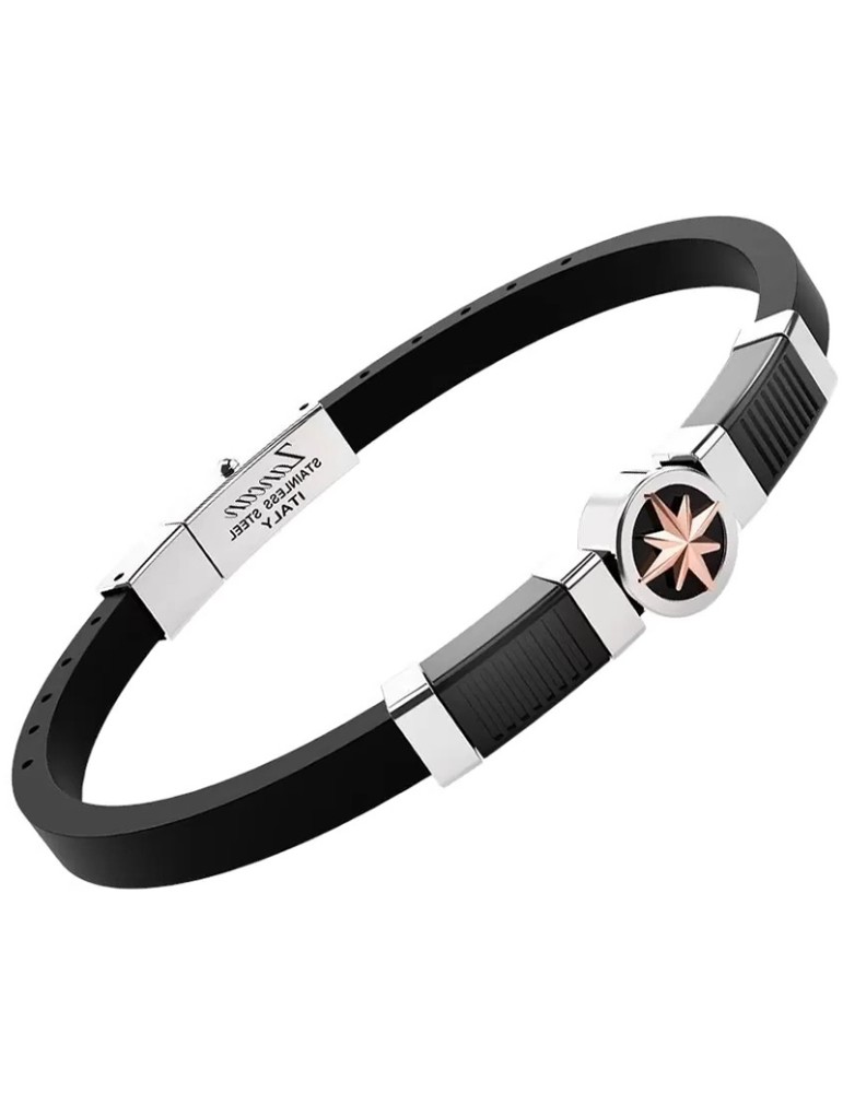 Bracelet Zancan - Black Silicone - Rose of the Winds of Steel - EHB423