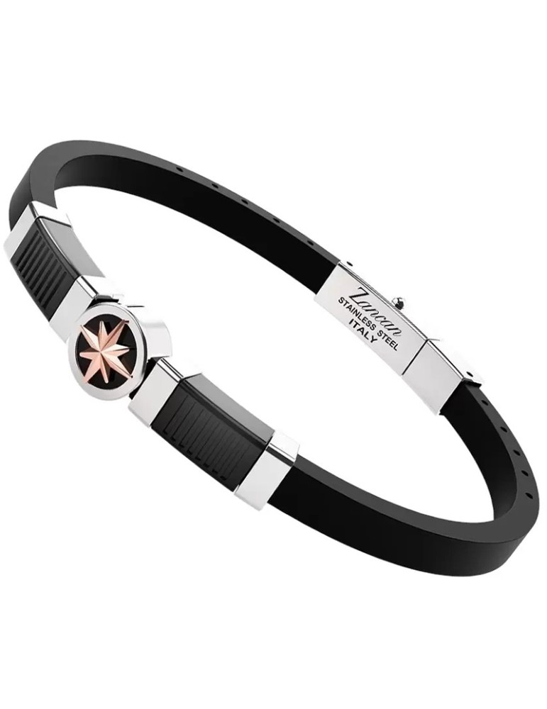 Bracelet Zancan - Black Silicone - Rose of the Winds of Steel - EHB423