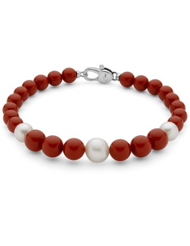 Bracciale Miluna - Perle - Agglomerato di Corallo Rosso - PBR3666