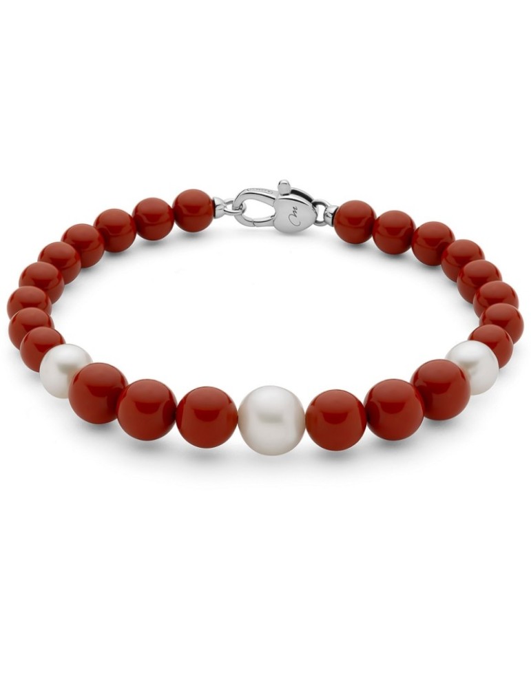 Bracciale Miluna - Perle - Agglomerato di Corallo Rosso - PBR3666