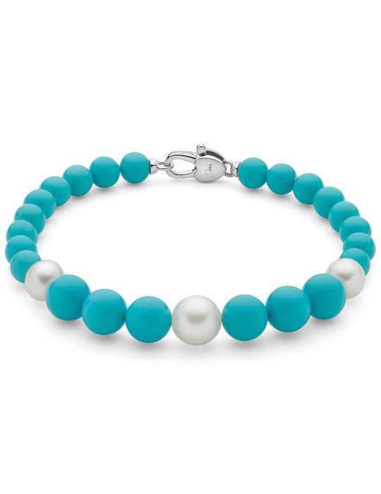 Bracciale Miluna - Perle Bianche - Agglomerato Turchese - PBR3667