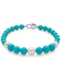 Bracciale Miluna - Perle Bianche - Agglomerato Turchese - PBR3667