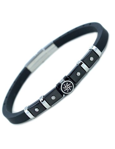 Bracciale Zancan - Silicone - Rosa dei Venti -Cristalli Bianchi-EHB412