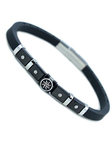 Zancan Bracelet - Silicone - Wind Rose - White Crystals-EHB412 2