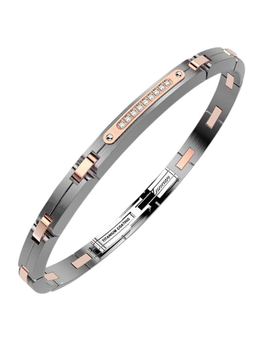 Zancan Bracelet - Satin-Titanium Coated - White Sapphires - EHB440