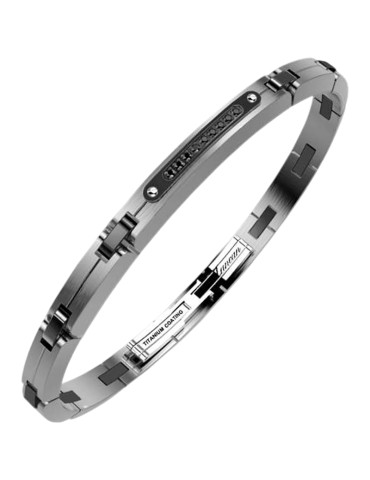 Zancan Bracelet - Satin - Titanium Coated - Black Spinels-EHB441