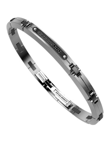 Zancan Bracelet - Satin - Titanium Coated - Black Spinels-EHB441 2
