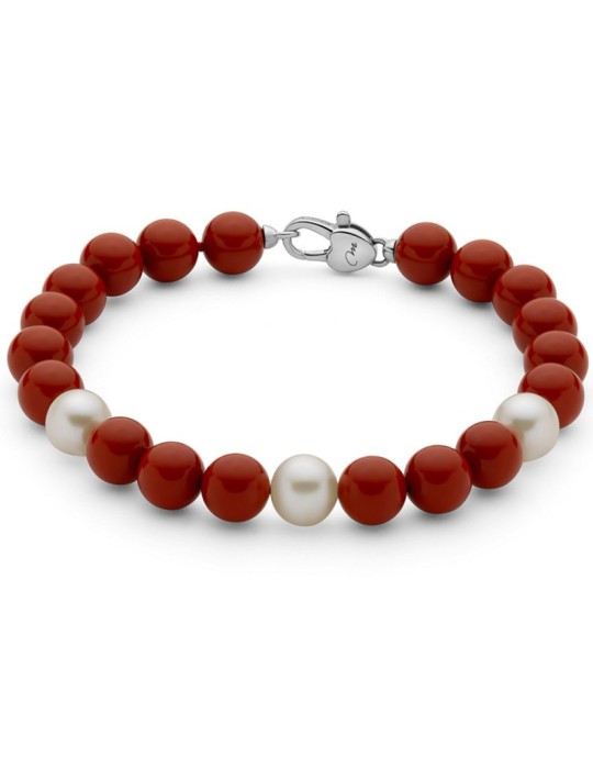 Miluna Bracelet - Pearls - Red Coral Agglomerate - PBR3669