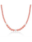 Miluna Necklace - 925% Silver - Pink Coral Paste - Pearls -PCL6693