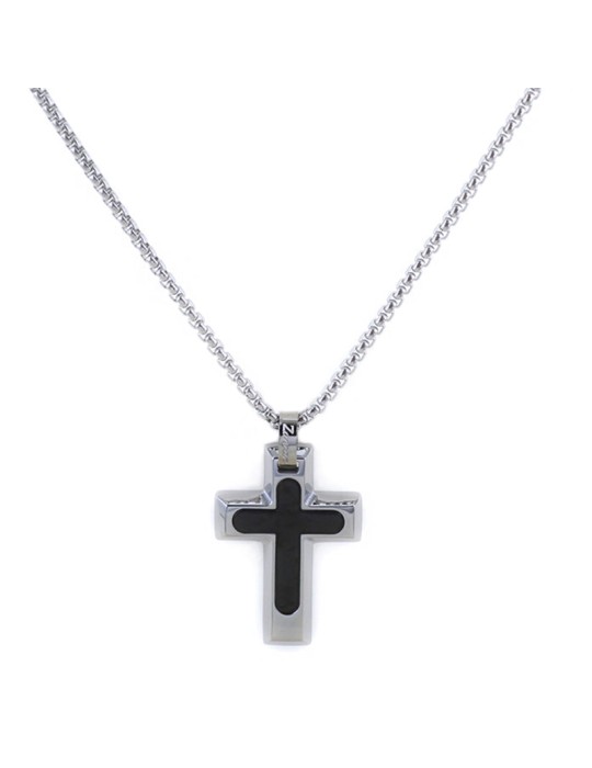 Zancan Necklace - Hi-Teck - 316L Steel - Cross Pendant - EHC170