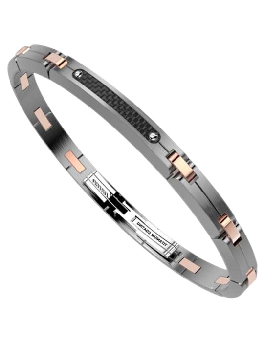 Bracciale Zancan - Satinato - Fibra di Carbonio - Viti PVD Rosè-EHB446