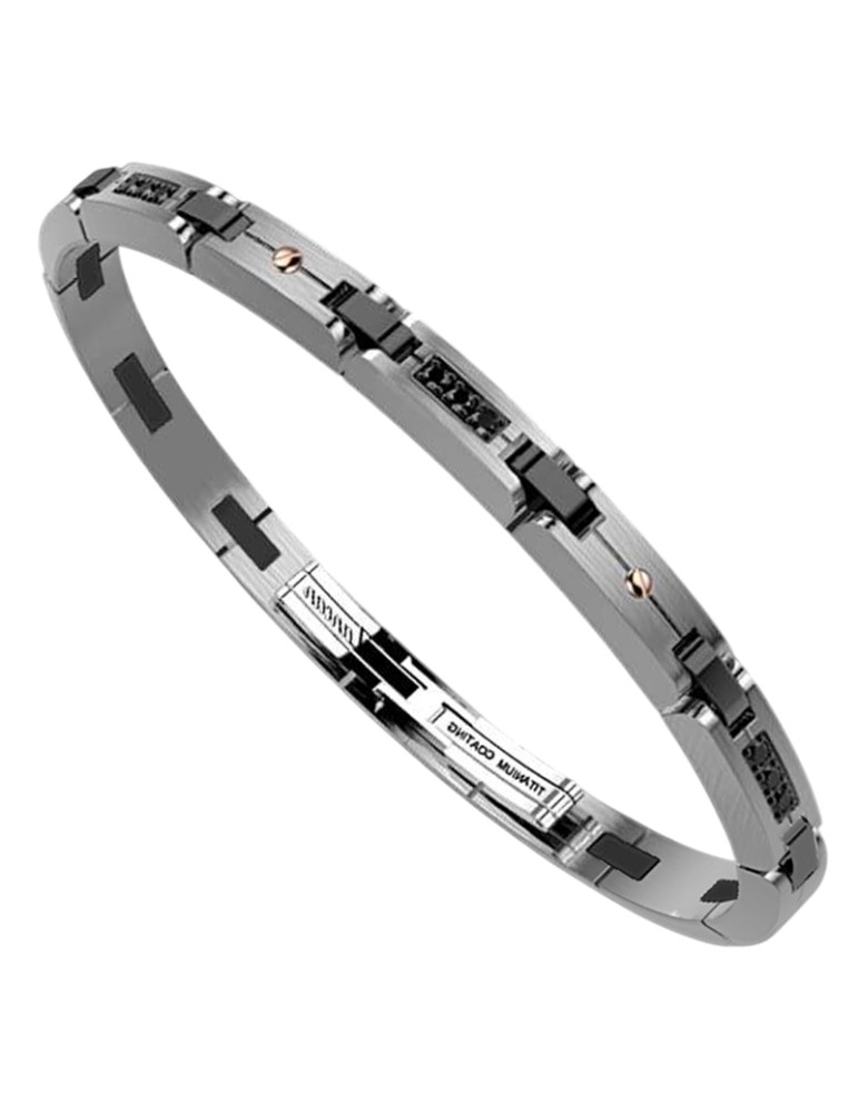 Zancan Bracelet - Hi-Teck - Steel 316L-Titanium-Black Spinels-EHB446