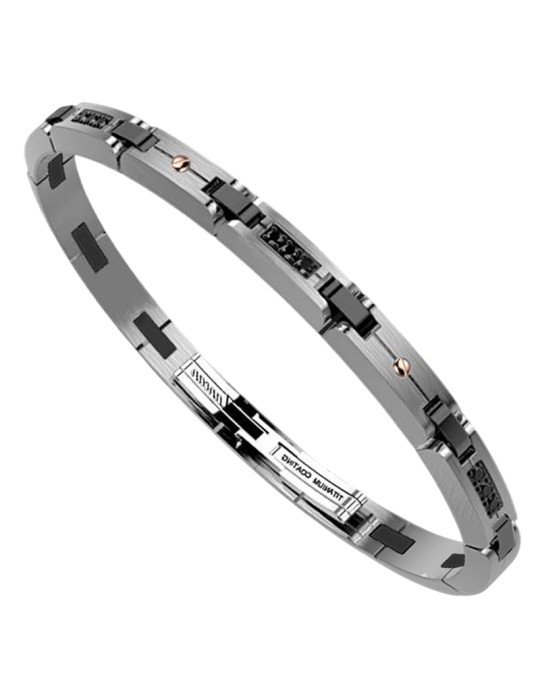 Zancan Bracelet - Hi-Teck - Steel 316L-Titanium-Black Spinels-EHB446