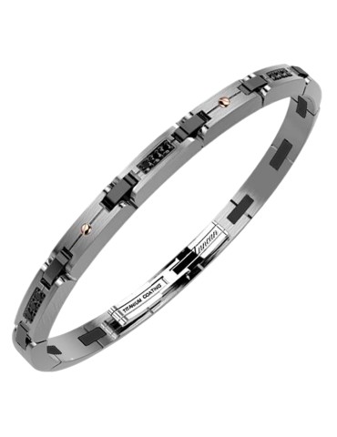Zancan Bracelet - Hi-Teck - Steel 316L-Titanium-Black Spinels-EHB446