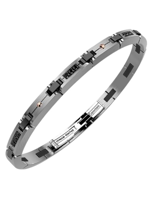 Zancan Bracelet - Hi-Teck - Steel 316L-Titanium-Black Spinels-EHB446