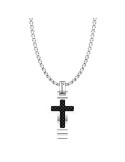 Zancan - Hi-Teak Necklace in 316L Steel with Cross and Carbon Fiber Detail - 0