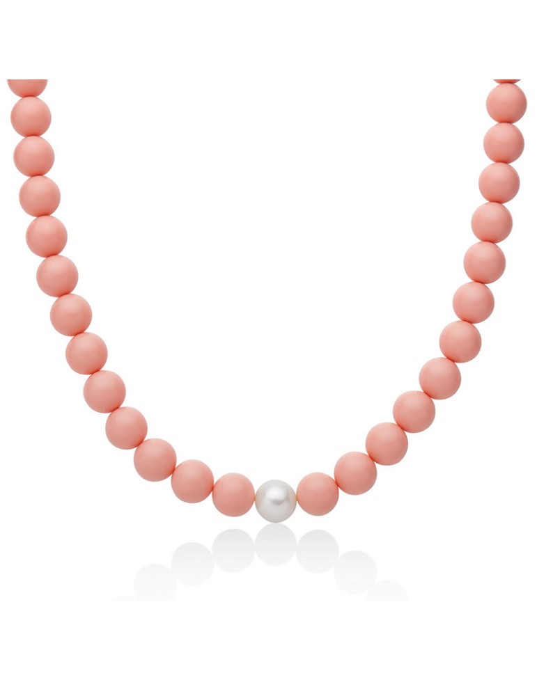 Miluna Necklace - Pearl - Pink Coral Agglomerate - PCL6696