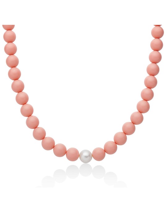 Miluna Necklace - Pearl - Pink Coral Agglomerate - PCL6696