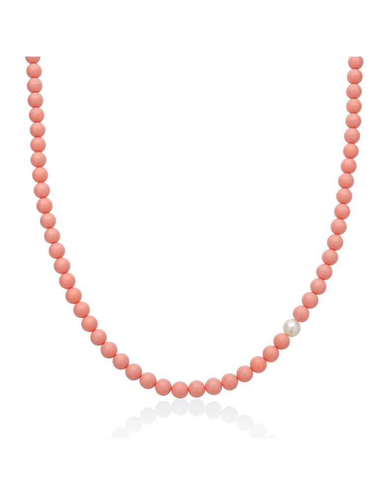 Collana Miluna - Perla - Agglomerato di Corallo Rosa 8 mm - PCL6699
